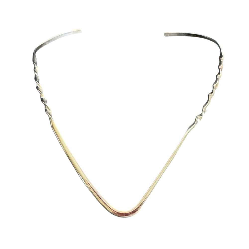 Vintage Silver‎ V Choker Necklace Twisted Neck Cuff Collar Torque Minimalist MCM